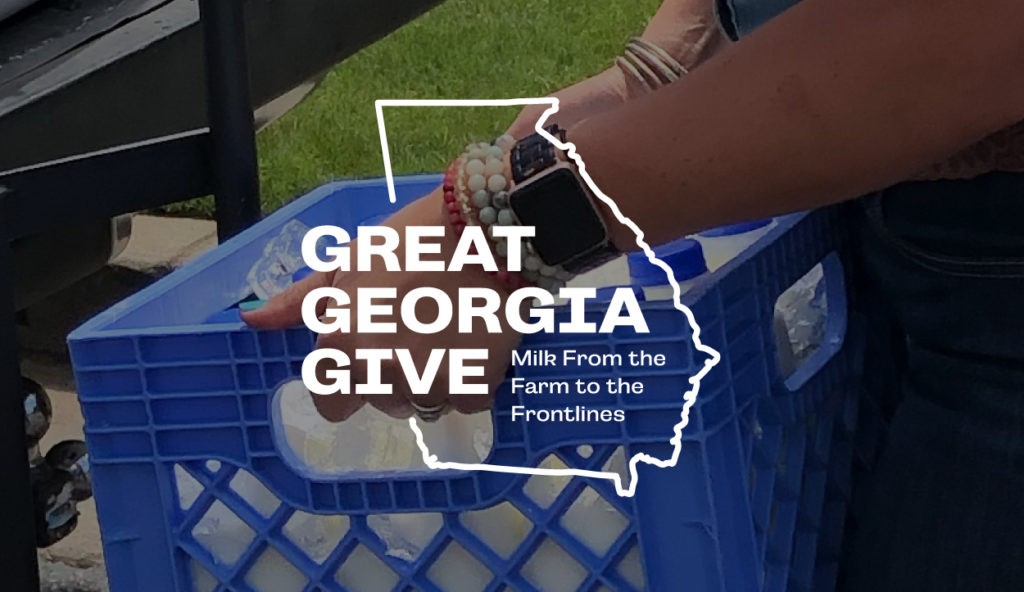Great Georgia Give logo over an image of milk in a carton